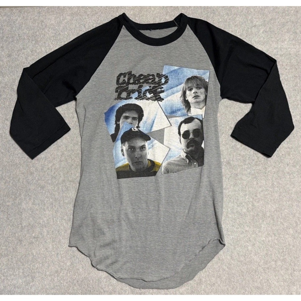 Vintage 1982 Cheap Trick Raglan Sleeve Shirt Small 3/4 Sleeve T Shirt Gray Black